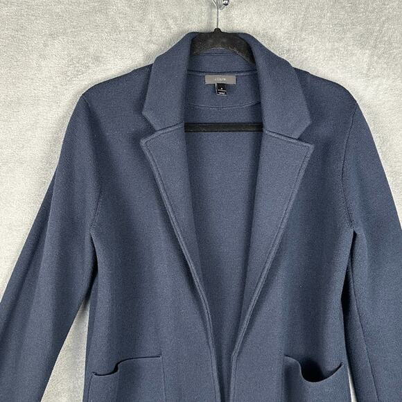 J Crew Sweater Blazer Womens Small Navy Merino Wool Preppy Quiet Luxury Academia - Picture 2 of 12